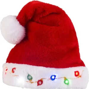 2pcs Christmas Light up Red Plush Santa Hat