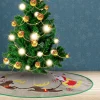 Santa Sleigh Burlap Christmas Tree Skirt 48in