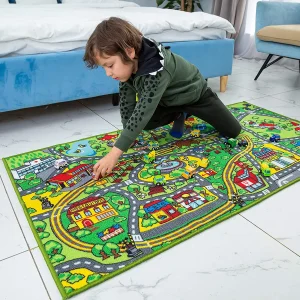Carpet Playmat with 12 Pull-Back Vehicle Set 58.5in