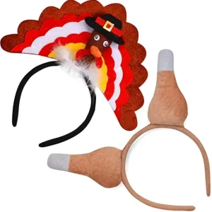 2Pcs Thanksgiving Turkey & Pie Headband