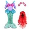 Girls Mermaid Costume with Red Wig and Headband