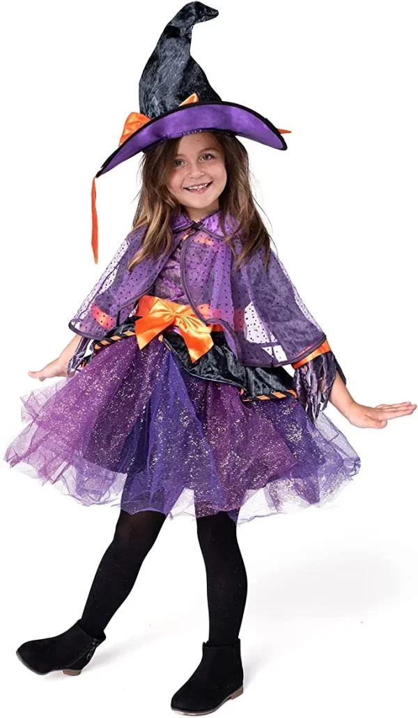 Child Girl Orange Purple Witch Costume