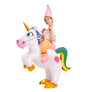 Kids Blow Up Unicorn Riding Costume