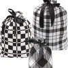 6pcs Drawstring Black Christmas Fabric Gift Bags