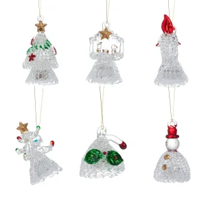 6pcs Lighted Christmas Glass Ornaments