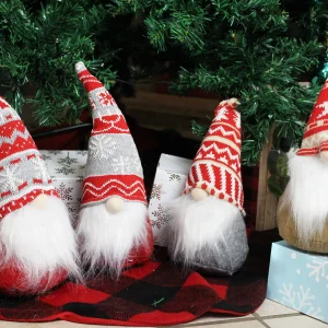 4pcs Red and Grey Plush Swedish Santa