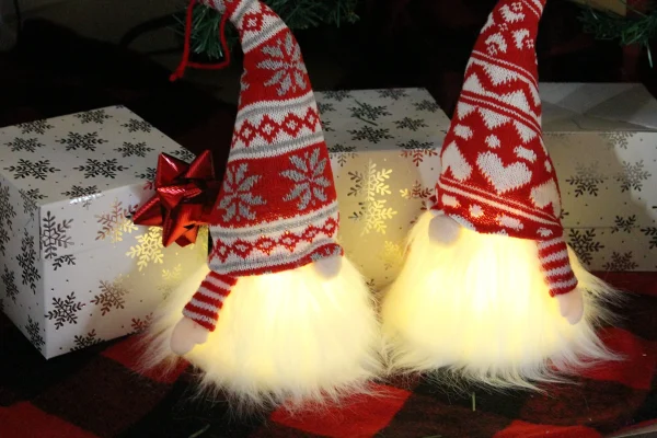 Christmas Red and Grey Light up Swedish Santa Plush Gnome