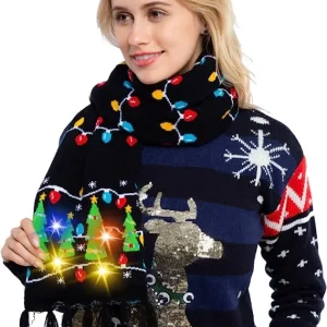 Christmas LED Light up Knitted Scarf