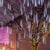 8 Tubes (12in) White Icicle String Meteor Shower Christmas Lights