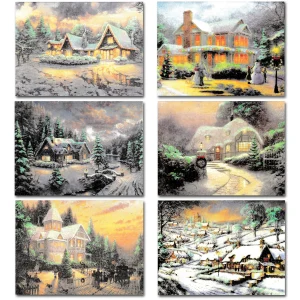 72Pcs Christmas Snowy Town Greeting Cards Assortment with Envelopes