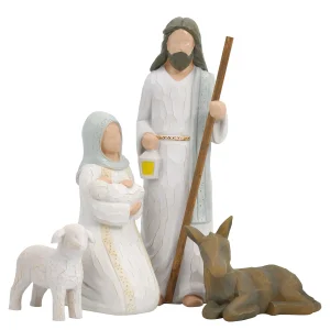 Joseph, Mary, baby Jesus Sculpted Style Christmas Figurines