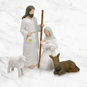Joseph, Mary, baby Jesus Sculpted Style Christmas Figurines