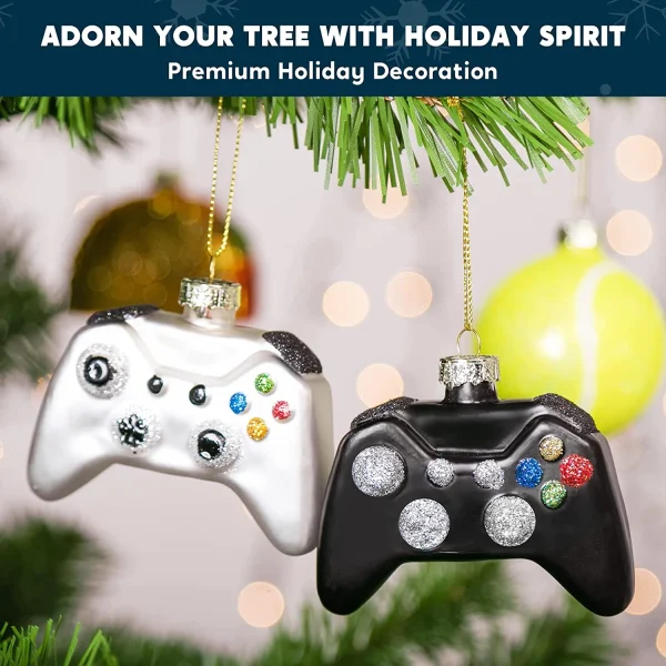 2pcs Christmas Glass Game Controller Ornament