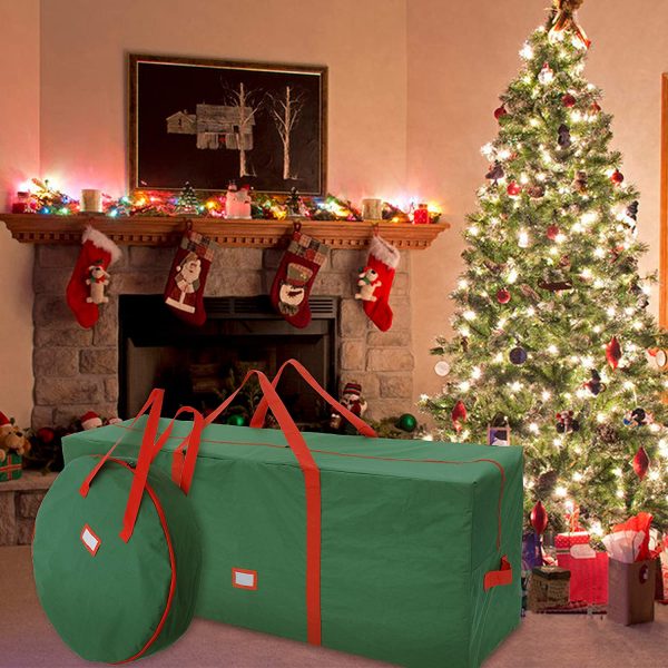 Christmas Tree Storage Bag with Wreath Storage Bag Set 48in