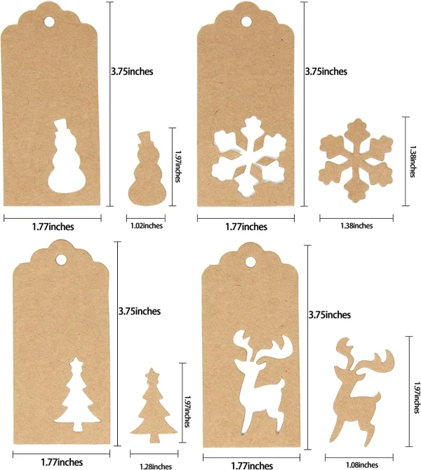 200pcs Assorted Paper Kraft Gift Tags