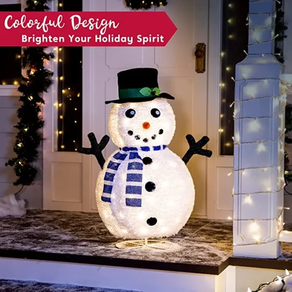 3ft 100 LED Collapsible Light Up Yard Snowman