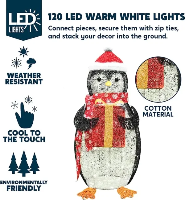 Light up Penguin Christmas Decoration 3ft