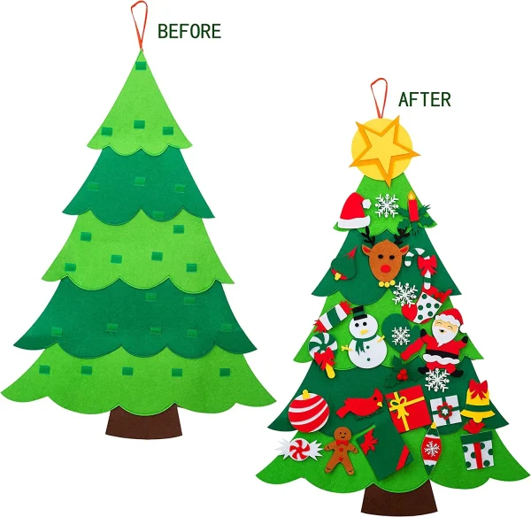 DIY Felt Wall Christmas Tree With 26pcs Hanging Ornaments