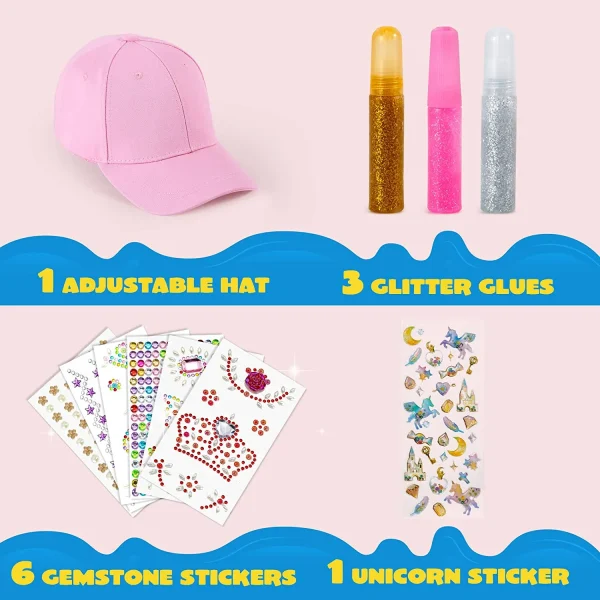 Decorate Your Own Baseball Cap with 7 Gems Stickers