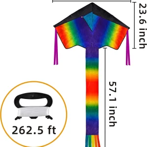 262.5ft Large Easy to Fly Rainbow Kite