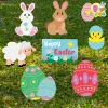8Pcs Outdoor Bunny Chick and Eggs Easter Yard Signs
