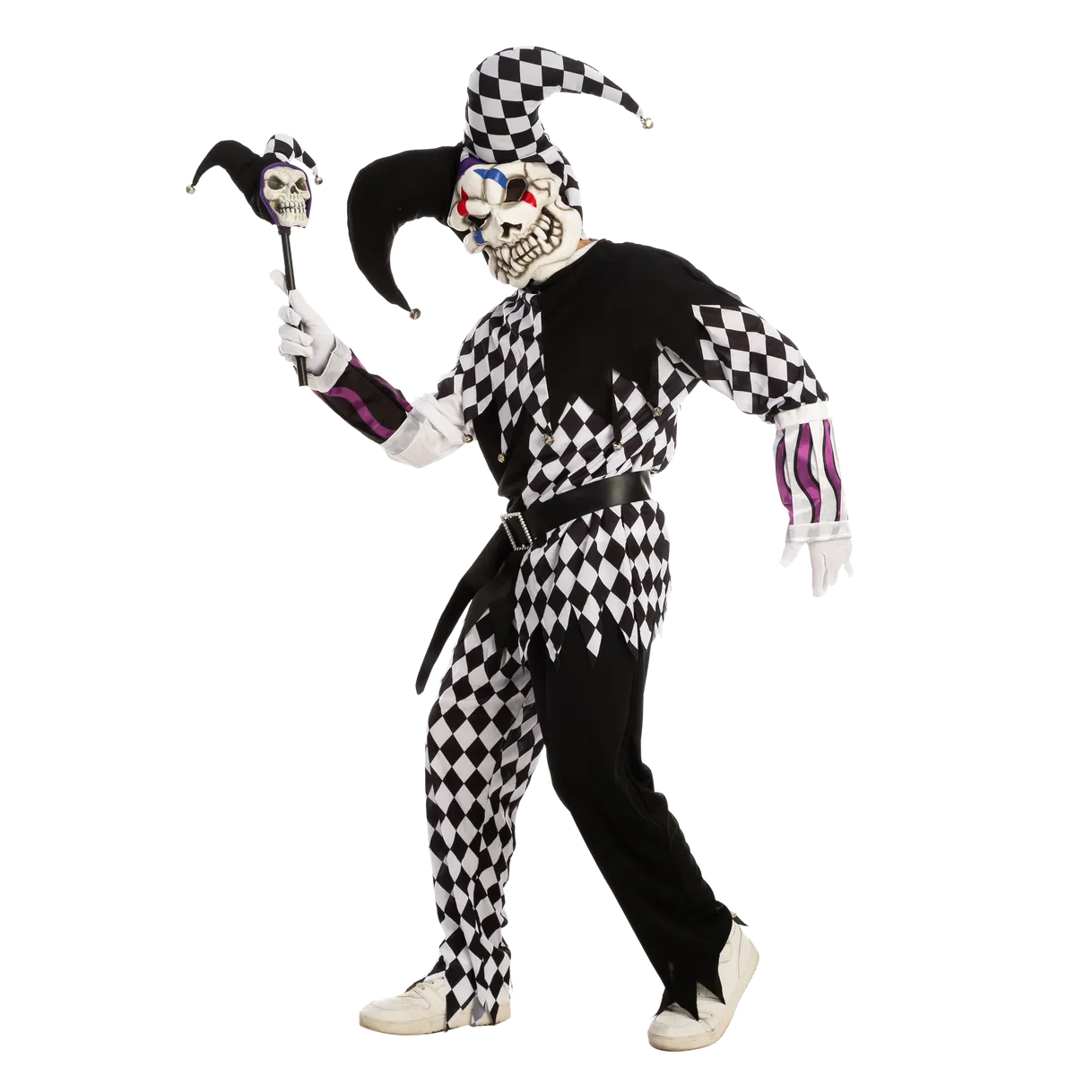 Kids Evil Jester Clown Halloween Costume