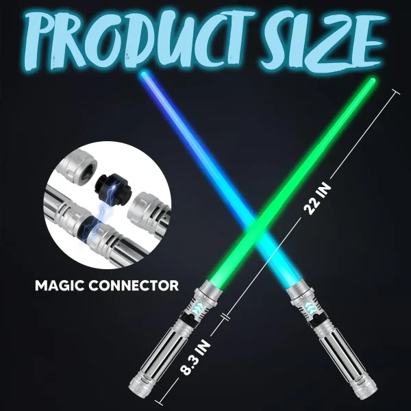 Extendable 2-in-1 Light Up Dual Sword Set for Kids with FX Sound (Motion Sensitive)