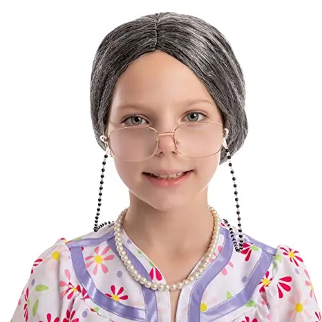 Adult or Child Halloween Grey Hair Wig