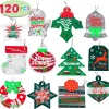 120pcs Foil christmas gift Tags with Strings