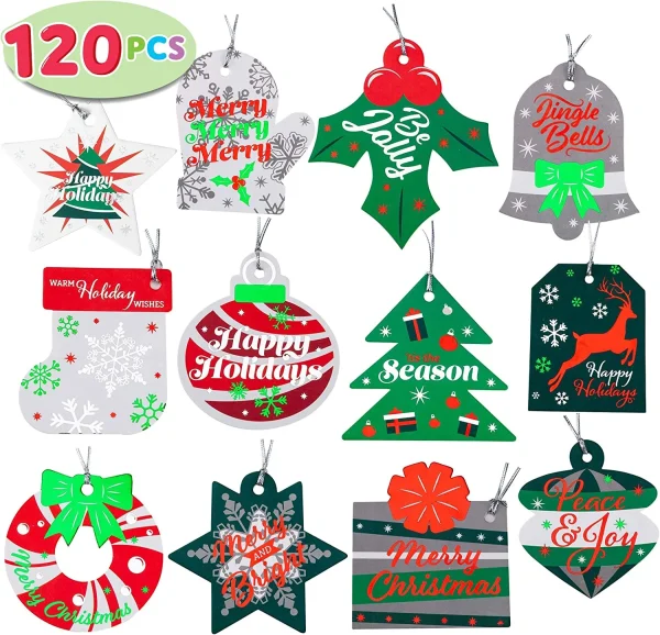 Partydeco sp. z oo sp. k. Christmas Foil Gift Tag Set of 12 - Forest Animals