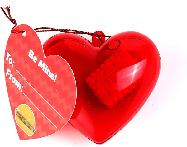 28Pcs Food Erasers Filled Hearts with Valentines Day Cards for Kids-Classroom Exchange Gifts