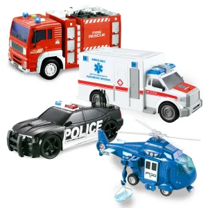 4pcs City Hero Emergency Vehicle Toys