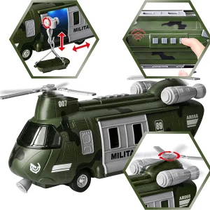 Friction Powered Transport Helicopter Toy Set