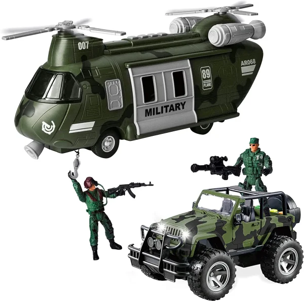 Fun Military Vehicles Toys Set with Light and Sound Sirens