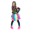 Girls Funky Punky Colorful Skeleton Halloween Costume