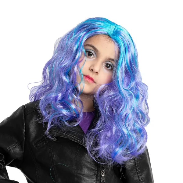 Girl Long Blue Curly Wig - Child