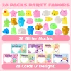 28Pcs Kawaii Glitter Mochi Soft and Yielding with Valentines Day Cards for Kids-Classroom Exchange Gifts