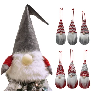 Gnome Christmas Tree Topper, 1 Pc + Gnome Ornaments Set of 6