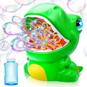 Green Dinosaur Bubble Machine with 2 Bubble Solutions