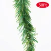 Non Lit Green Artificial Christmas Garland Decorations 50ft