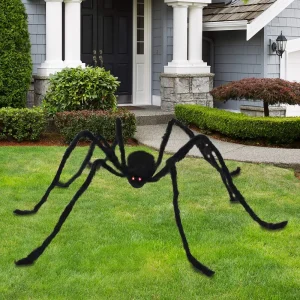 Hairy Halloween Spider Decorations with LED Eyes 6.5ft