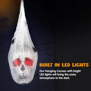 Halloween Animated Hanging Skulls Covered With Spider Webs