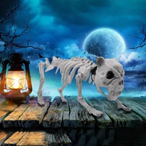 Halloween Posable Dog Skeleton Decoration 16in