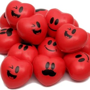 15pcs Valentines Day Heart Shaped Smiley Face Ball 3in