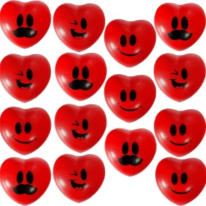 15pcs Valentines Day Heart Shaped Smiley Face Ball 3in