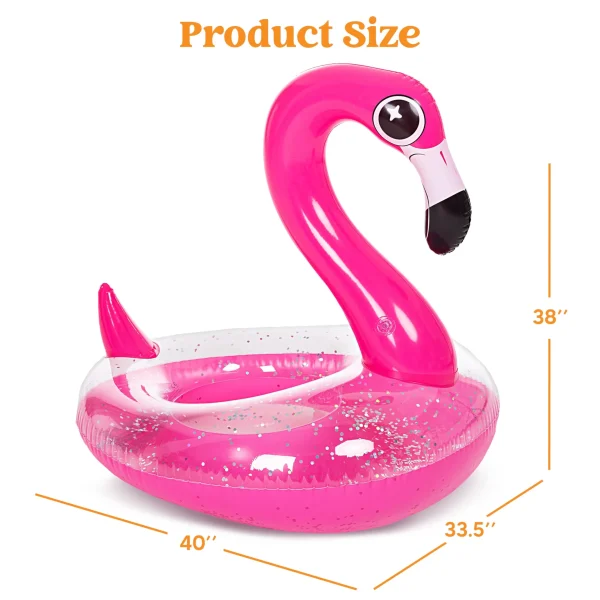 Inflatable Flamingo Pool Tube Float with Glitters