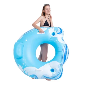 Inflatable Pool Chair Float with Cup Holders and Headrest