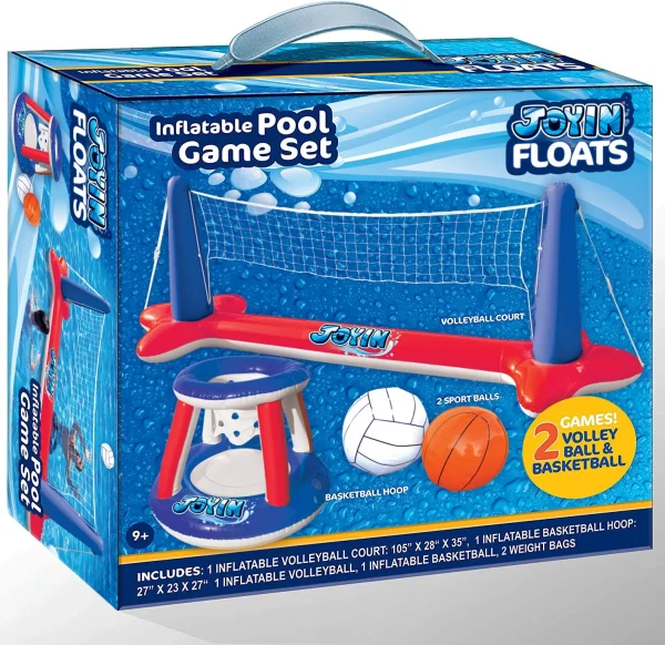 Inflatable Pool Float Set for Volleyball and Basketball