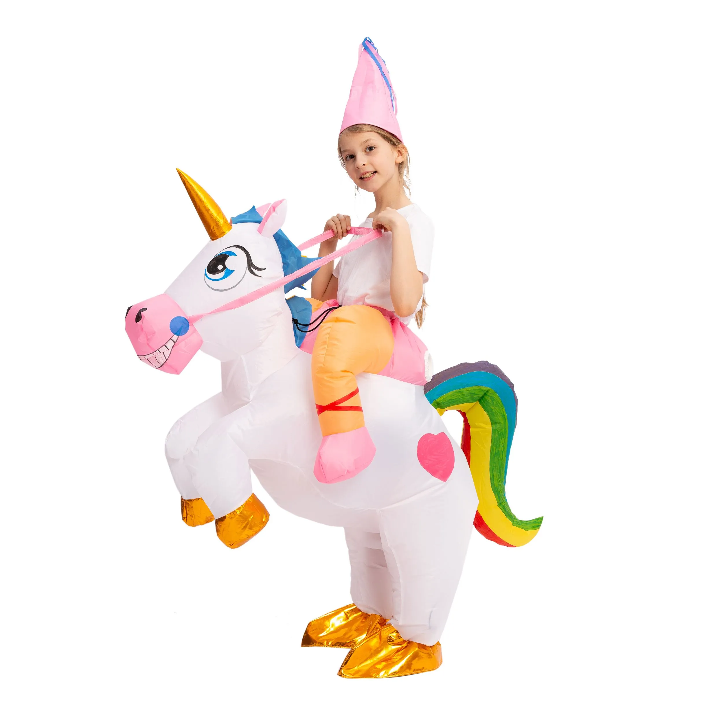 Kids Blow Up Unicorn Riding Costume