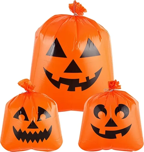 One Bag 36 x 48 and Two Bags 24 x 30 Three Halloween Fall Giant Pumpkin Lawn Leaf Leaves Bags 